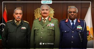 المشير خليفة حفتر يلتقي رئيس الأركان العامة بالجيش الليبي ومدير إدارة التفتيش العسكري