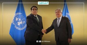 “المنفي” يبحث مع الأمين العام للأمم المتحدة مستجدات الأوضاع في ليبيا